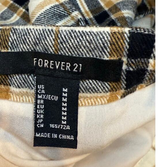 VTG Forever 21 medium Y2K cream plaid chain mini micro skirt academia preppy emo - Picture 3 of 8